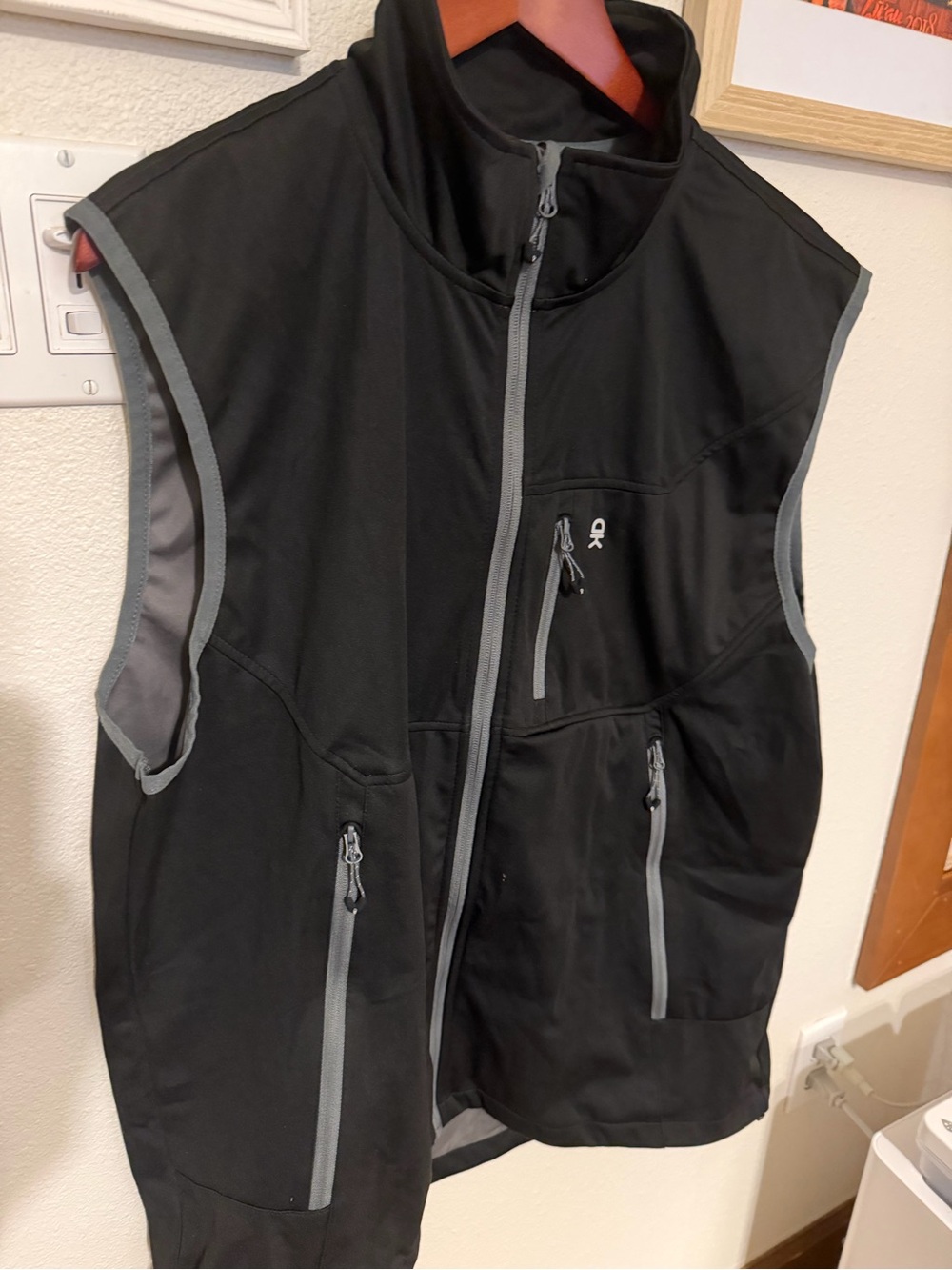 Black Softshell Vest with Gray Trim by